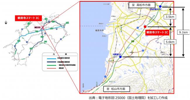 観音寺スマートインターチェンジの位置図