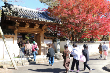 境内に入っていく人々