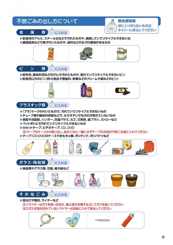 不燃ごみの出し方について